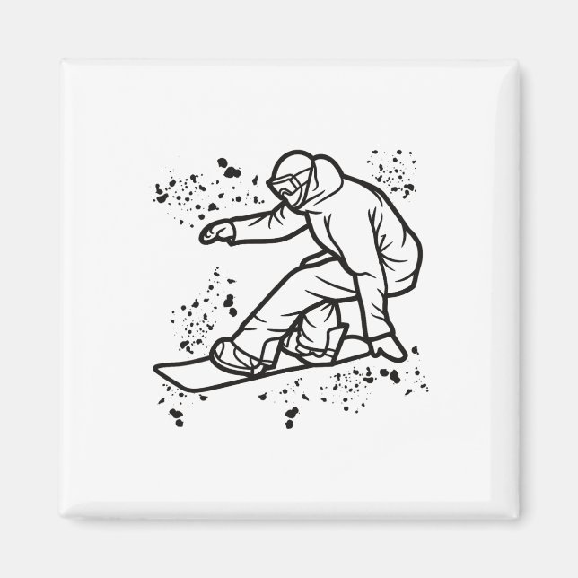 Snowboarder Colorful Snowboarding &# Magnet (Framsidan)