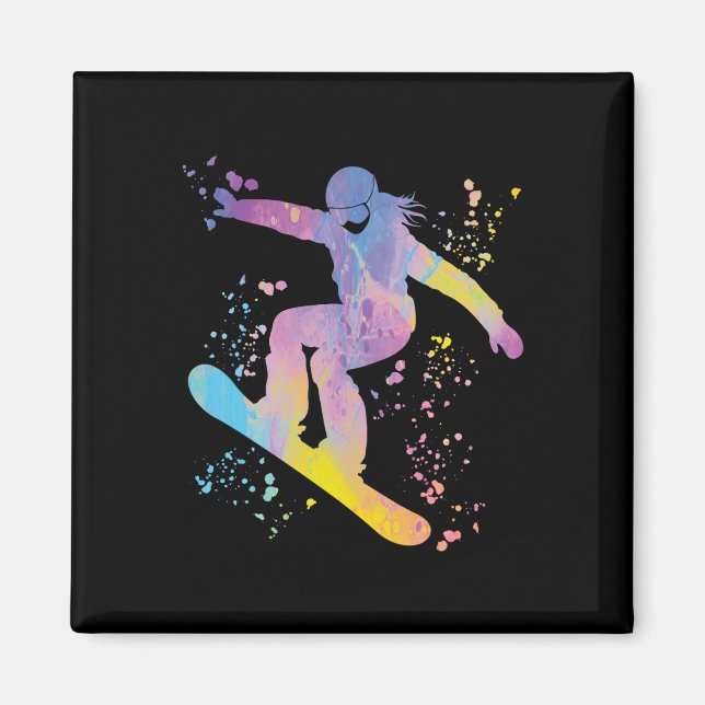 Snowboarder Colorful Snowboarding &# Magnet (Framsidan)
