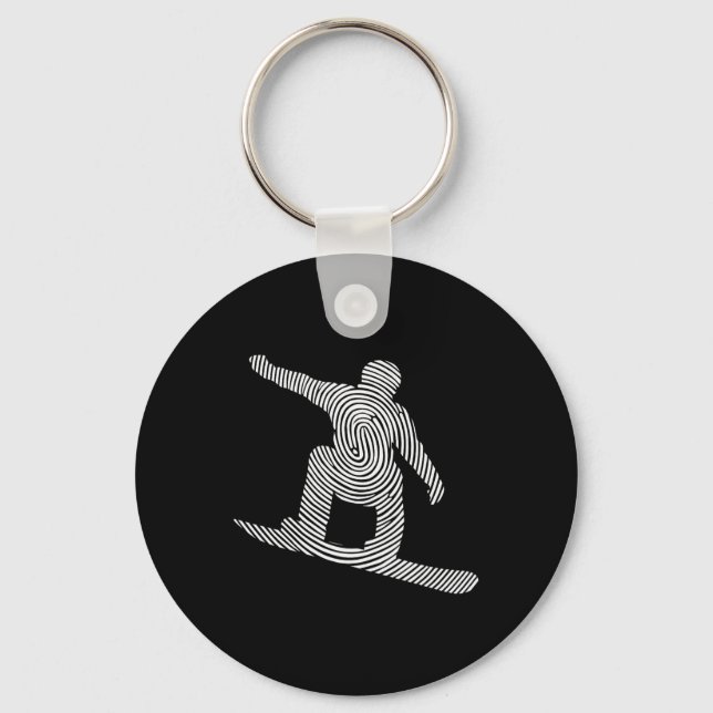 Snowboarder Fingerprint Manar Snowboard Nyckelring (Framsida)