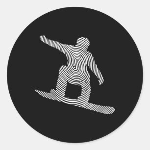 Snowboarder Fingerprint Manar Snowboard Runt Klistermärke