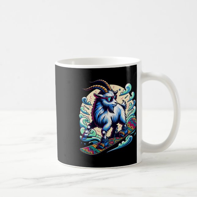 Snowboarder Goat Äventyr i Snowy Mountain Desi Kaffemugg (Höger)