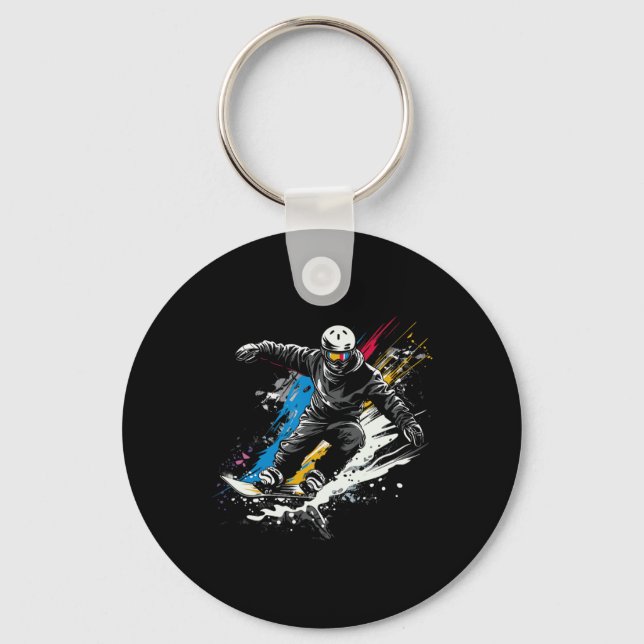 Snowboarder Graffiti Alpine Snowboarding Nyckelring (Framsida)