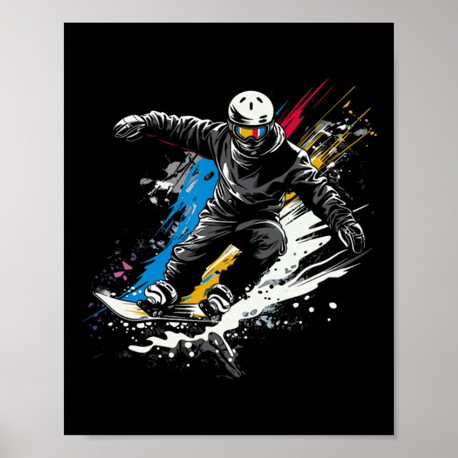 Snowboarder Graffiti Alpine Snowboarding Poster (Framsidan)