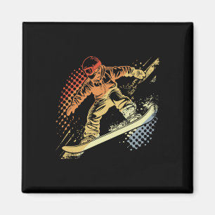 Snowboarder Graphic Retro Stil Alpine Snowboardin Magnet