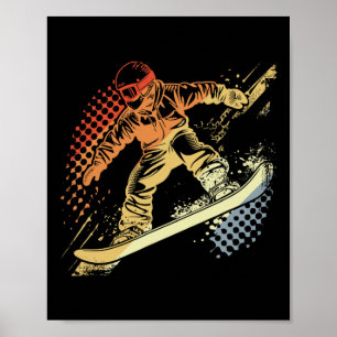 Snowboarder Graphic Retro Stil Alpine Snowboardin Poster