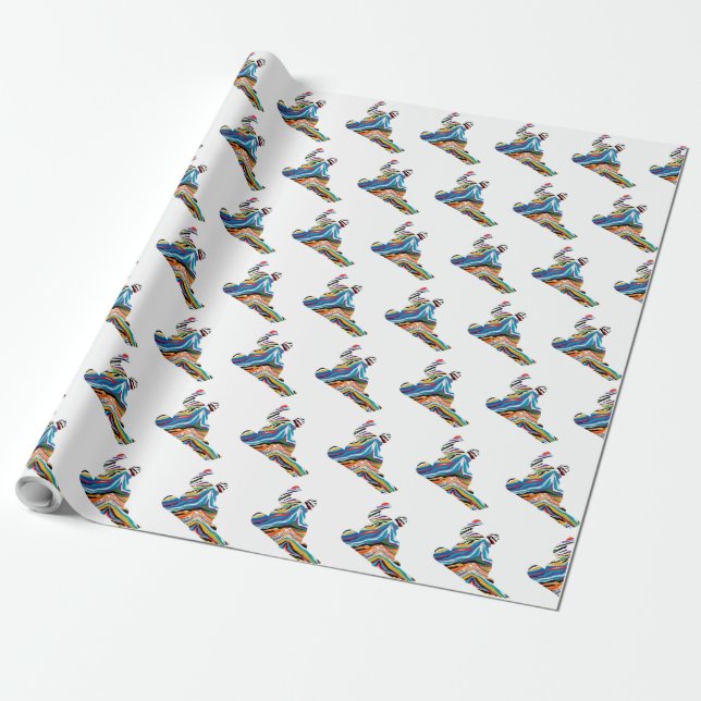 Snowboarder i A Psychedelic Zebra tryck Presentpapper (Utrullad)