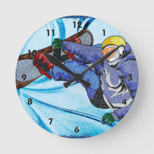 Snowboarder i edgy Snowstorm Rund Klocka