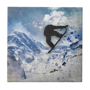 Snowboarder i flyg kakelplatta