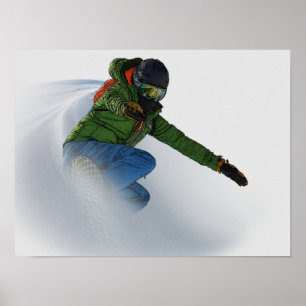 Snowboarder i pulver poster
