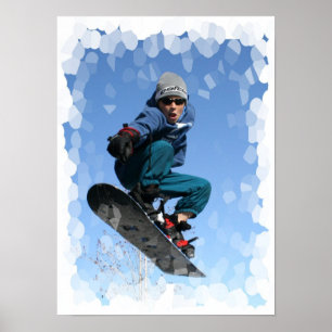 Snowboarder i snötrycket poster