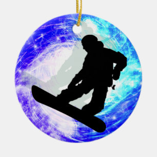 Snowboarder i Whiteout Julgransprydnad Keramik