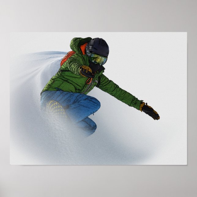 Snowboarder in Powder Poster (Framsidan)