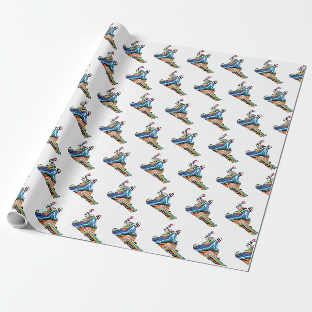 Snowboarder in Psychedelic Cheetah Mönster Presentpapper (Utrullad)