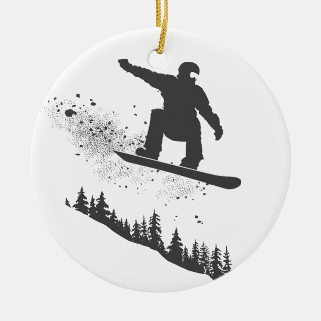 Snowboarder Julgransprydnad Keramik (Framsidan)
