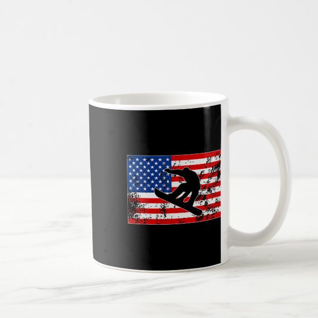 Snowboarder Jumping Usa American Flagga Snowboardi Kaffemugg (Höger)