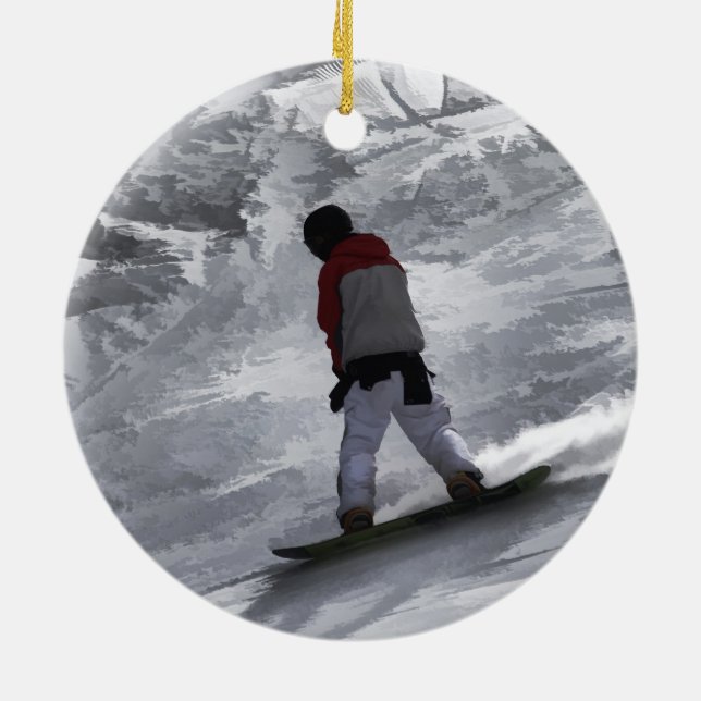 Snowboarder "just Cruisin" Winter Sports Gift Julgransprydnad Keramik (Baksidan)