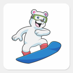 Snowboarder med snurrbord, polar fyrkantigt klistermärke