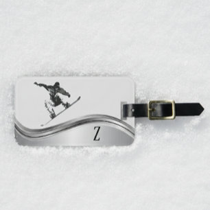Snowboarder Monogram Silver Snowboard Bagagebricka