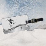 Snowboarder Monogram Silver Snowboard Bagagebricka<br><div class="desc">This design was created though digital art. It may be personalized in the area provide or customizing by choosing the click to customize further option and changing the name, initials or words. You may also change the text color and style or delete the text for an image only design. Contact...</div>