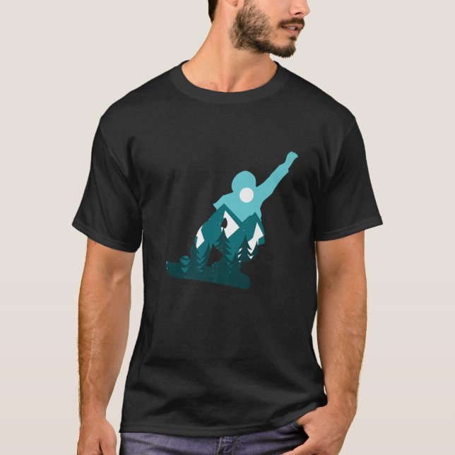 Snowboarder Mountain Snö T Shirt (Framsida)