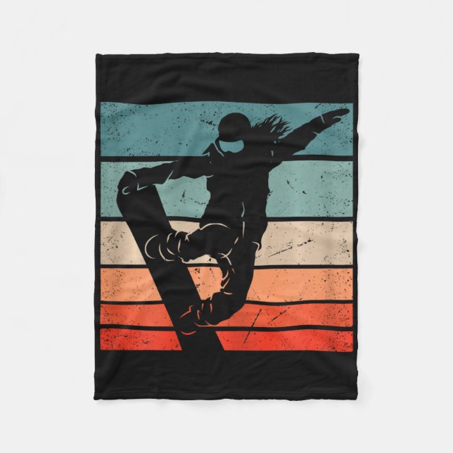 Snowboarder Mountains Ski Slope Retro Snowboarding Fleecefilt (Framsidan)