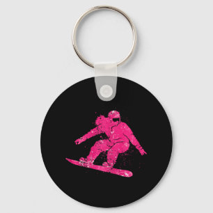 Snowboarder Mountains Ski Slope Retro Snowboarding Nyckelring