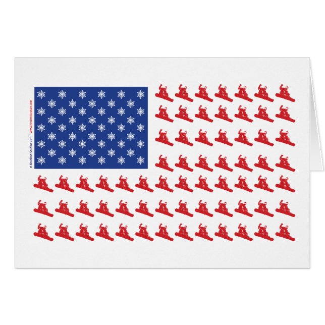 Snowboarder-Patriotic-USA-Flagga Hälsningskort (Framsidan Horizontal)