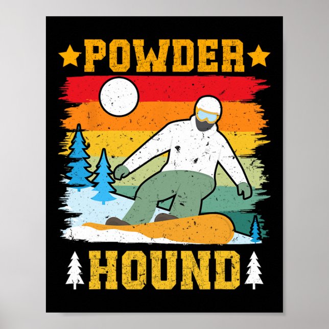 Snowboarder Powder Hound Funny Snowboarding Kids Poster (Framsidan)