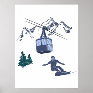 Snowboarder Power to People Ski Resort Poster