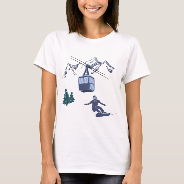 Snowboarder Power to People Ski Resort T Shirt (Framsida)