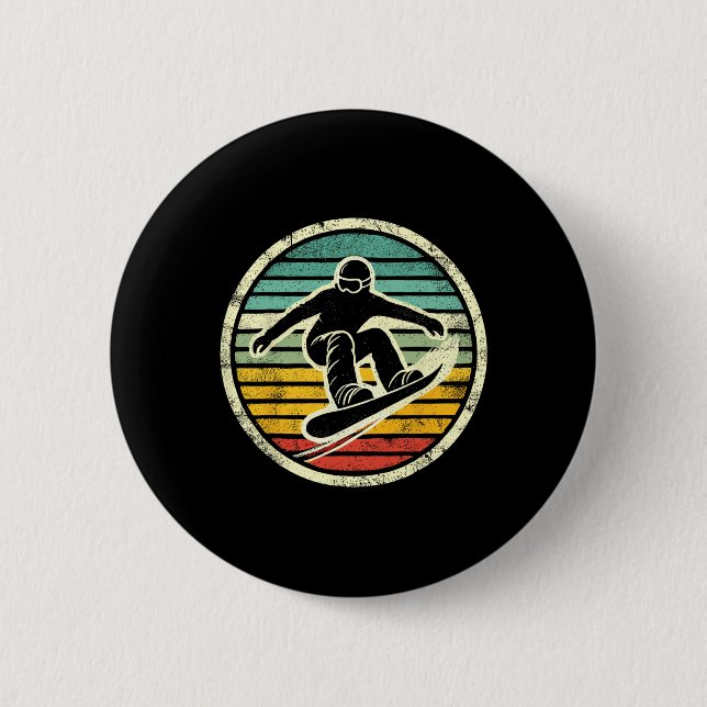 Snowboarder Retro Snowboarding Extreme S Knapp (Framsida)