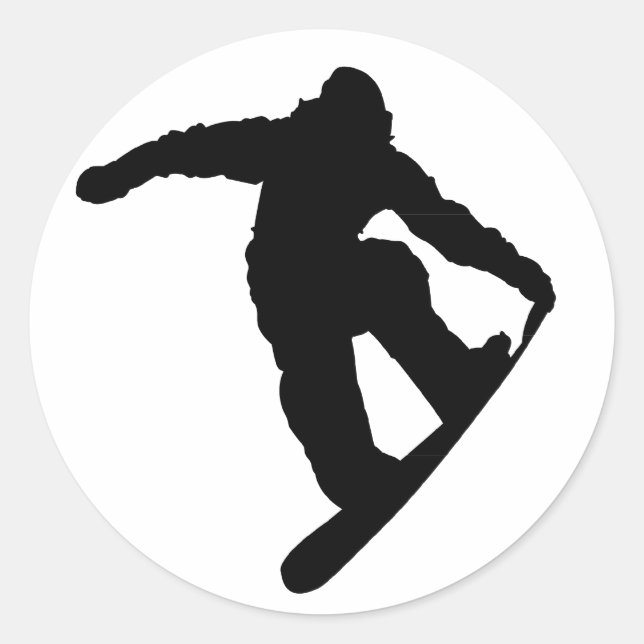 Snowboarder Runt Klistermärke (Framsida)