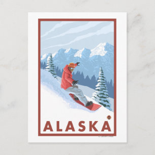 Snowboarder Scen- Vintage Reseposter 2 Vykort