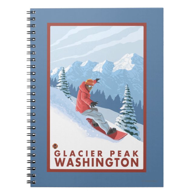 Snowboarder Scene - Glacier Peak, Washington Anteckningsbok Med Spiral (Framsidan)