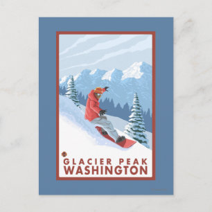 Snowboarder Scene - Glacier Peak, Washington Vykort