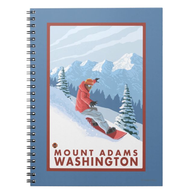 Snowboarder Scene - Mount Adams, Washington Anteckningsbok Med Spiral (Framsidan)