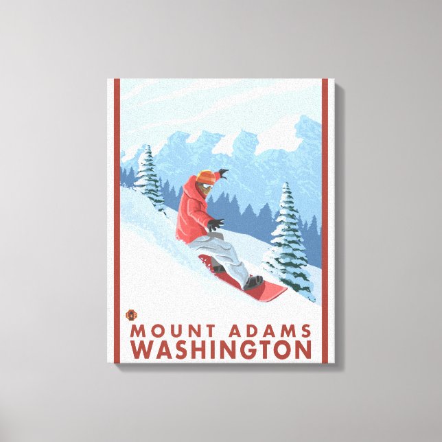 Snowboarder Scene - Mount Adams, Washington Canvastryck (Framsida)
