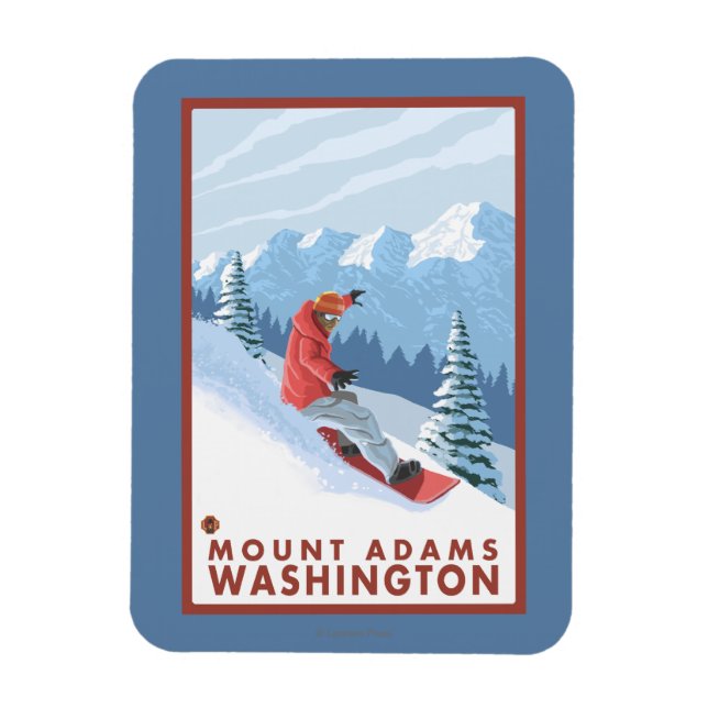 Snowboarder Scene - Mount Adams, Washington Magnet (Vertikal)