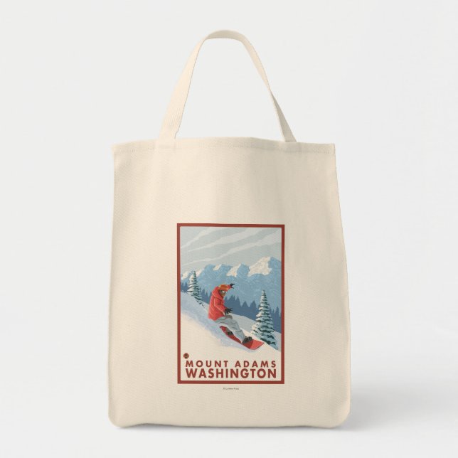 Snowboarder Scene - Mount Adams, Washington Tygkasse (Framsidan)