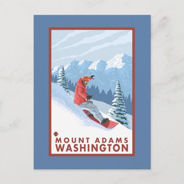 Snowboarder Scene - Mount Adams, Washington Vykort (Framsida)
