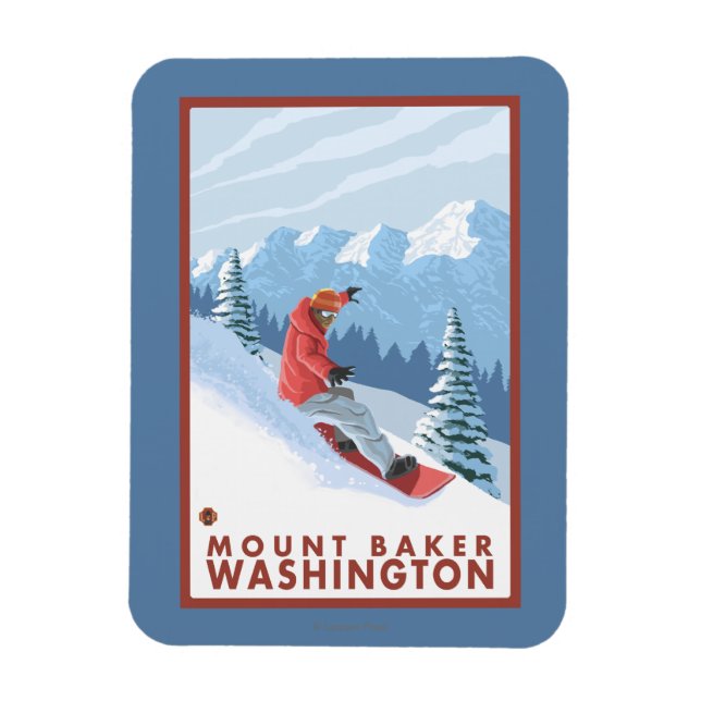 Snowboarder Scene - Mount Baker, Washington Magnet (Vertikal)