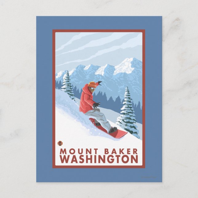 Snowboarder Scene - Mount Baker, Washington Vykort (Framsida)