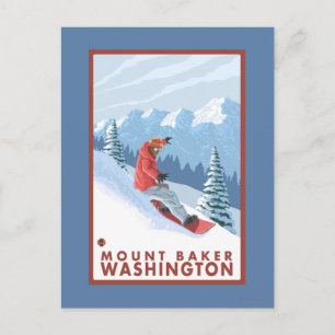 Snowboarder Scene - Mount Baker, Washington Vykort