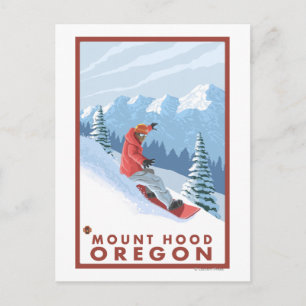Snowboarder Scene - Mount Huva, Oregon Vykort