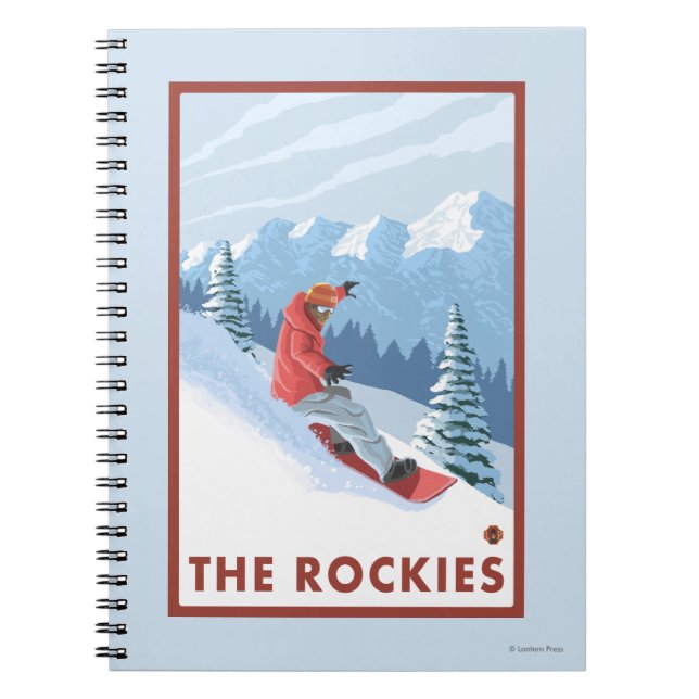 Snowboarder Scene - Rockies Anteckningsbok (Framsidan)