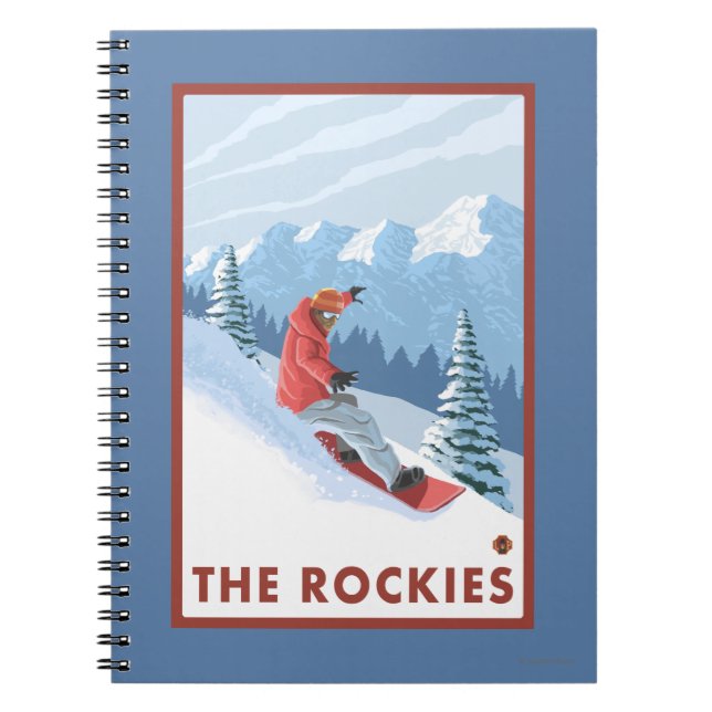 Snowboarder Scene - Rockies Anteckningsbok Med Spiral (Framsidan)
