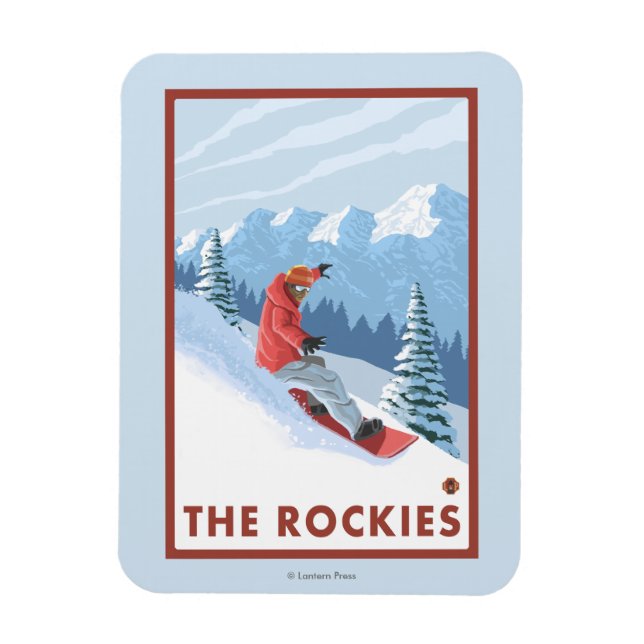 Snowboarder Scene - Rockies Magnet (Vertikal)