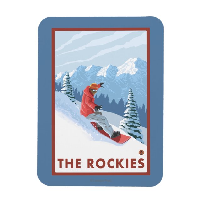 Snowboarder Scene - Rockies Magnet (Vertikal)