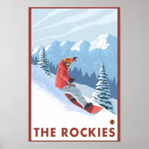 Snowboarder Scene - Rockies Poster