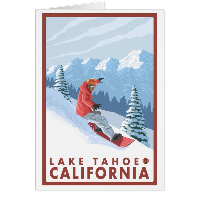 Snowboarder Scene - Sjö Tahoe, Kalifornien OBS Kort (Framsidan)